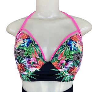 Victoria's Secret Tropical Floral Push-Up Bra in Hot Pink and Black 34D